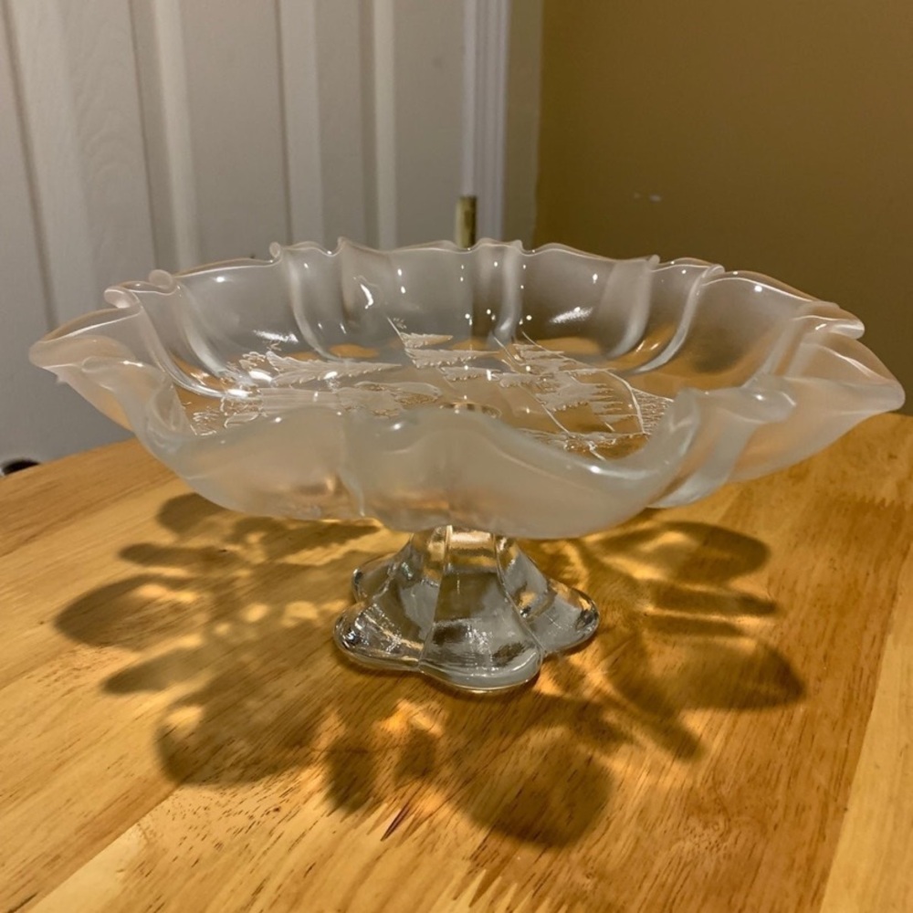 Vintage Footed Frosted Glass Candy Or Nut Dish Mikasa ( Germany)